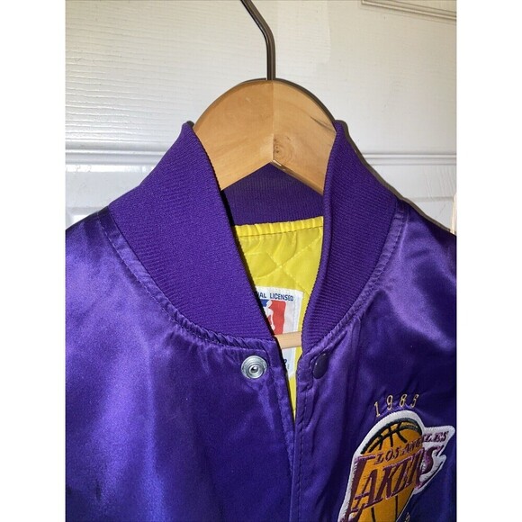Vintage 80s Lakers Los Angeles STARTER Jacket Bomber World Champs Medium RARE - Picture 5 of 16